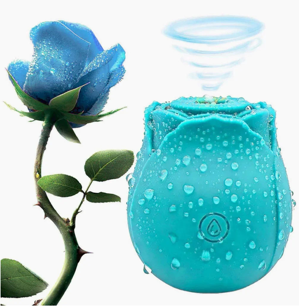 Blue rose couples game kit product with water droplets, isolated on white background